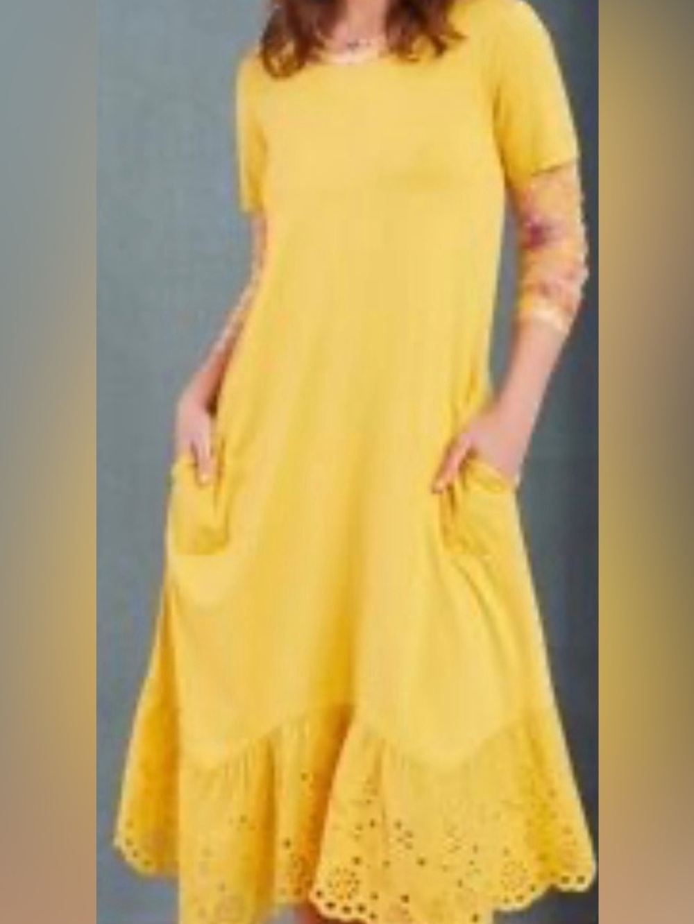 LOGO by Lori Goldstein Sunshine Yellow Maxi Dress with Pockets